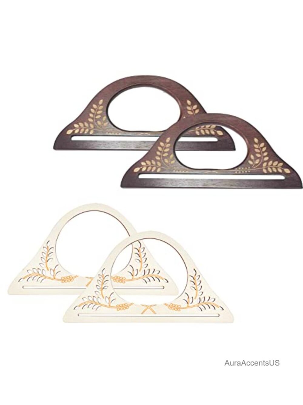 4pc Wood D-Shaped Purse Handles DIY Bag Making Supplies 9.8x5.3x0.2in